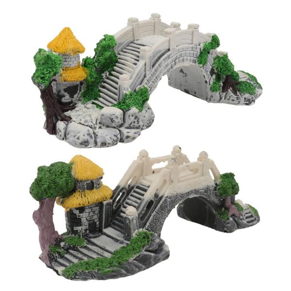 

2pcs fish tank underwater building decors resin craft bridges decorations
