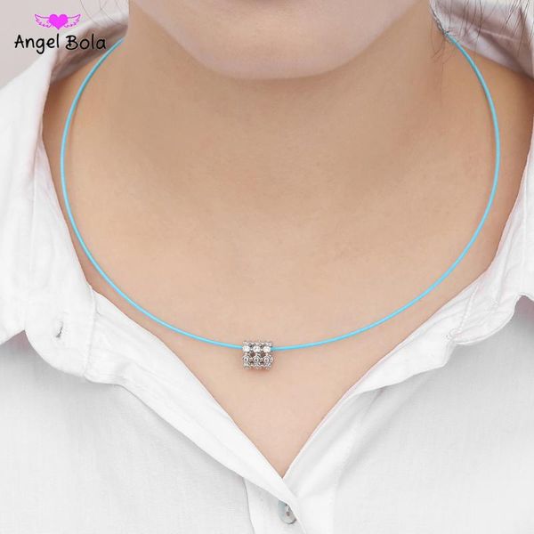 

dazzling zircon chokers necklace and invisible colorful fishing line simple pendant chain for women, Golden;silver