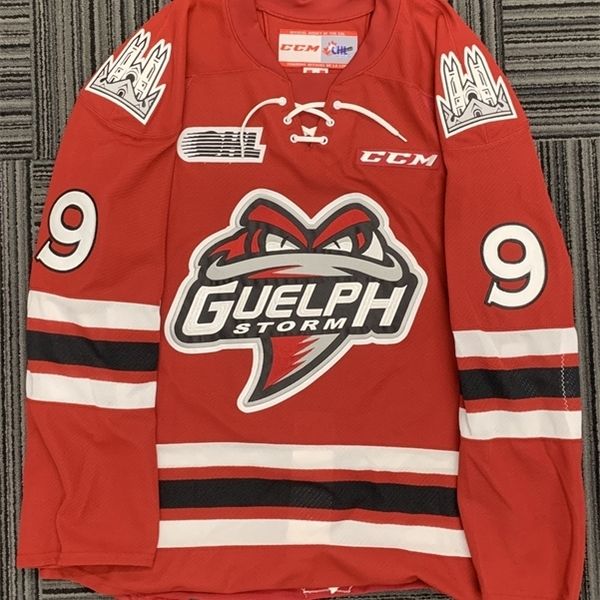 

001rare hockey jersey men youth women vintage guelph storm #9 nick suzuki game worn size s-5xl custom any name or number, Black