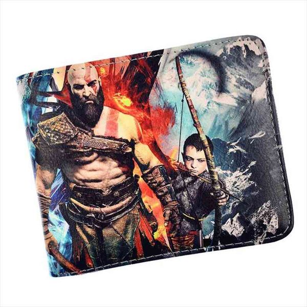 

arrival game god of war 4 kratos wallet mens pu leather short purse credit card holder with coin pocket, Red;black