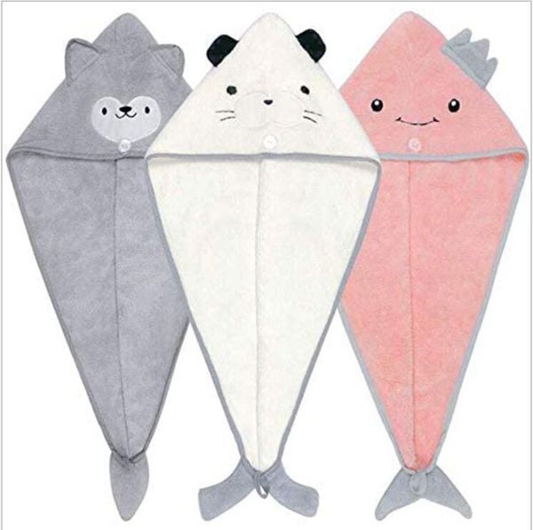 

towel 1pcs cute cartoon hair microfiber solid quickly dry hat home textile 62x24cm