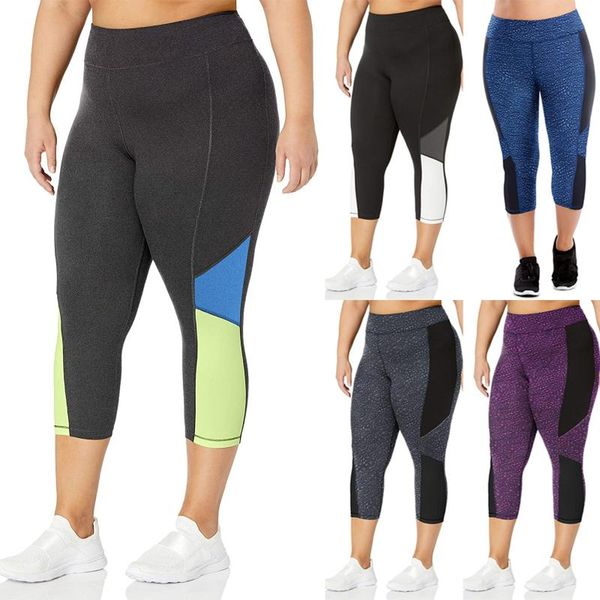 

yoga outfit 2021 women's plus size stitching stretch cropped trousers pants sweatpants korean casual pant workout