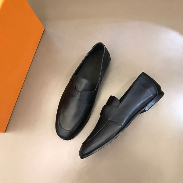 

2021 platform trainers suede calfskin shoes mens genuine leather fashion popular designers black color business dress chain with box