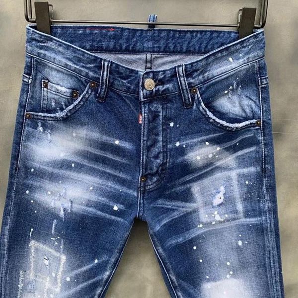 

men's jeans europe moto & biker brand italy mens pants men slim stretch denim trousers blue hole for