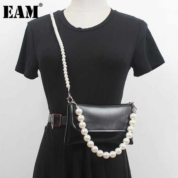 

[eam] pu leather black pearl square split joint belt personality women fashion tide all-match spring autumn 2021 1dd7975 belts, Black;brown