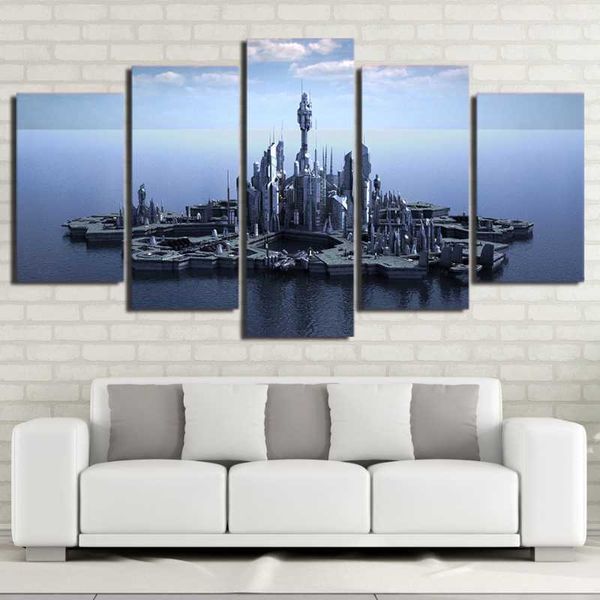 

paintings no framed canvas 5pcs stargate atlantis island cuadros posters wall art pictures decoration accessories home decor