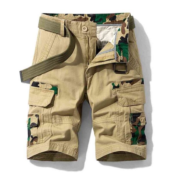 

men's cargo shorts camouflage men tactical casual male short pants pockets cotton sweatpants clothes bottoms plus size 210716, White;black