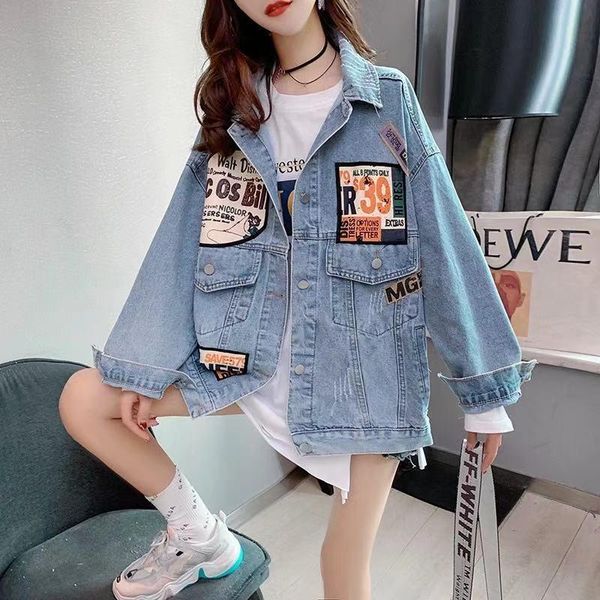 

women's jackets spring and autumn denim jacket women loose korean version 2021 wild fried street ladies fashion style, Black;brown