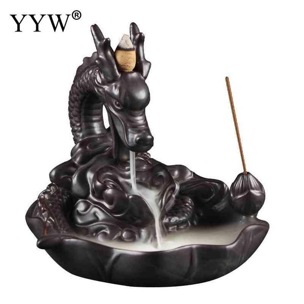 

fragrance lamps incense waterfall backflow ceramic burner dragon lotus holder mountain river home office decoration