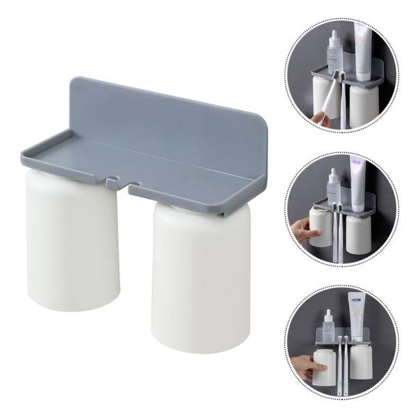 

toothbrush holders 1pc wall-mounted storage holder bathroom (white, grey)