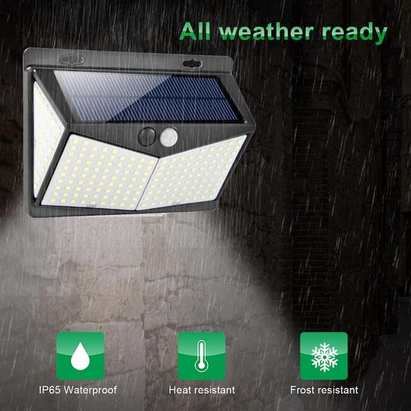 

208leds pir motion sensor light outdoor ip65 waterproof solar garden wall lamp lamps