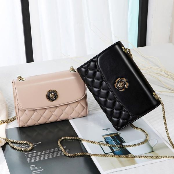 

waist bags deluxe chain metal flower lock underarm shoulder for women textured rhombic crossbody female daily commuting handbags