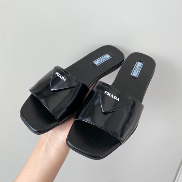 

shaped family triangle p slippers 2021 summer new flat shoes with square head and open toe slippers cjjit7, Black