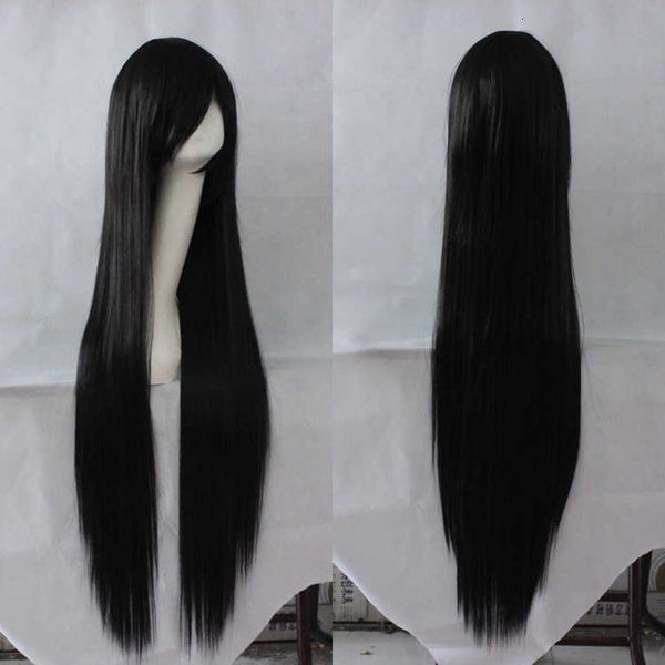 

osplay animation 1m black yan magic love / black multicolor long straight hair cos wig