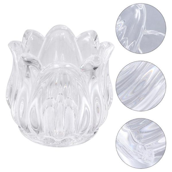 

6pcs glass tealight holder flower shape transparent candle cup deskdecor candles