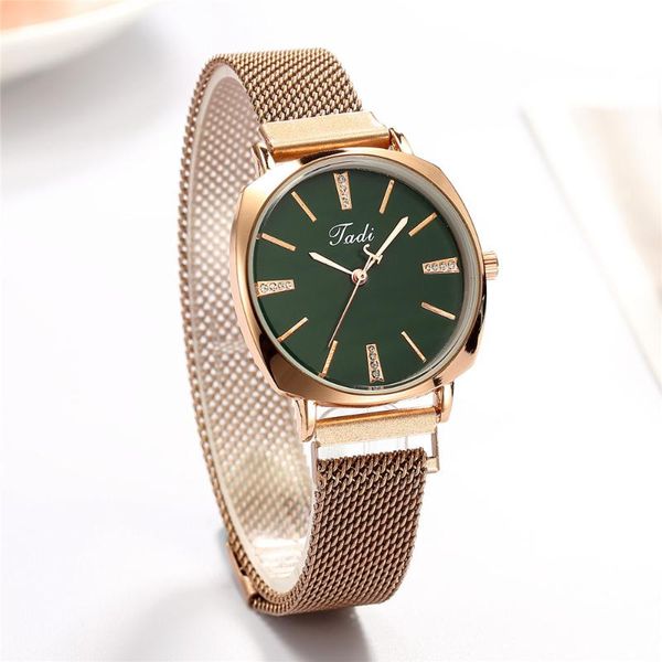

wristwatches 2021 fashion women's casual watches luxury magnetic buckle quartz wristwatch green dial ladies watch relogio, Slivery;brown