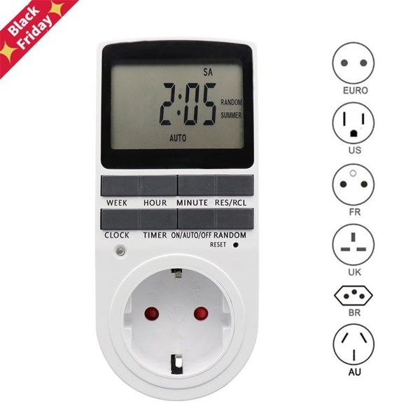 

electronic digital timer switch eu us fr br plug kitchen outlet 230v 110v 7 day 12/24 hour programmable timing socket timers