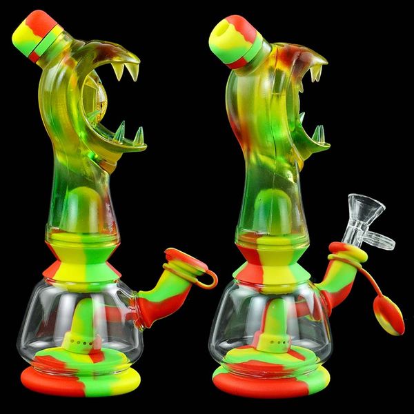 Утечка доказательства монстры глаза водяные трубы силиконовые курение DAB Bubblers трубы стеклянные стакан бонг Шиша кальян набор термостойкий