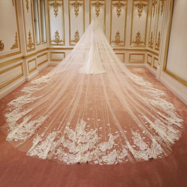 

bridal veils lace wedding 3m long veil custom mantilla shinny cathedral width sequins bride v2044, Black