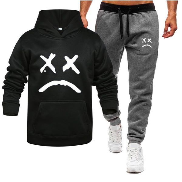 

men's hoodies & sweatshirts 2021 tracksuit men 2 pieces set sweatshirt + sweatpants sportswear zipper casual mens clothing ropa hombre, Black