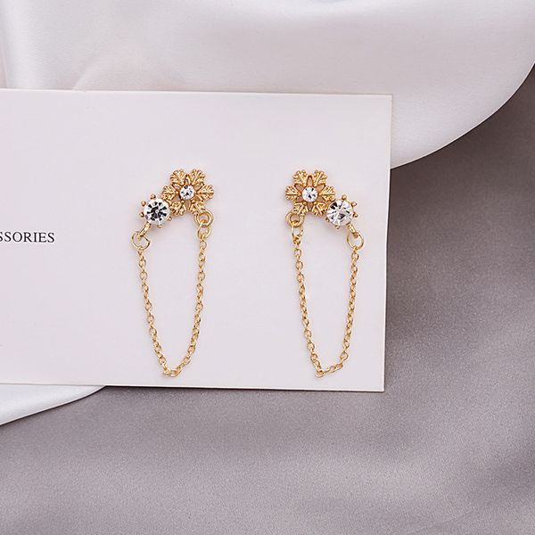 

925 silver needle net red micro inlaid zircon snowflake chain star 2021 trendy versatile tassel sweet earrings