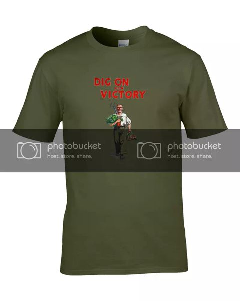 

dig on for victory- ww2 gardeners propaganda poster men's t-shirt, White;black