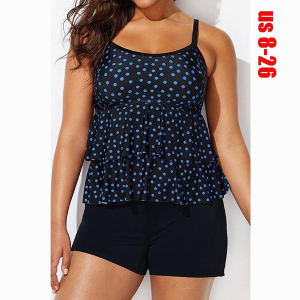

one-piece suits 2022 plus size two pieces swimwear women swimsuits bathing suit dot printed tankini boyshorts beachwear bikini mujer set