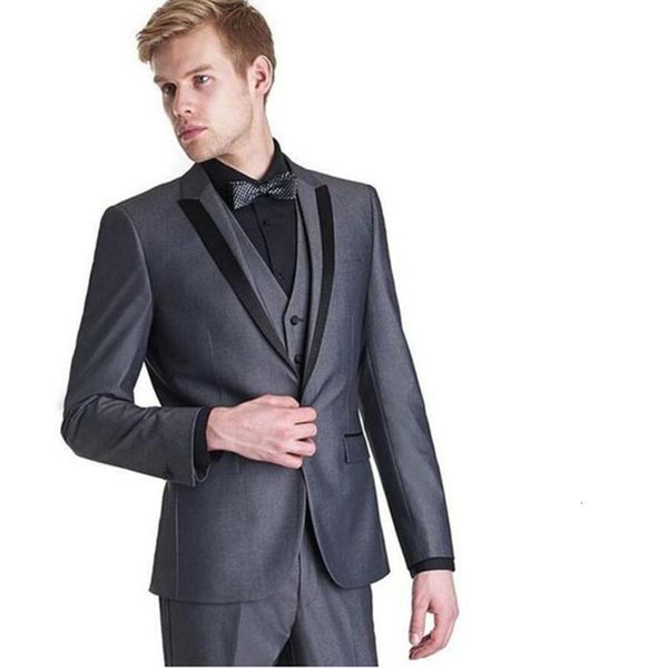 

men's suits & blazers tpsaade light grey side vent groom tuxedos groomsmen man mens wedding bridegroom (jacket+pants+vest+tie) 0qf1, White;black