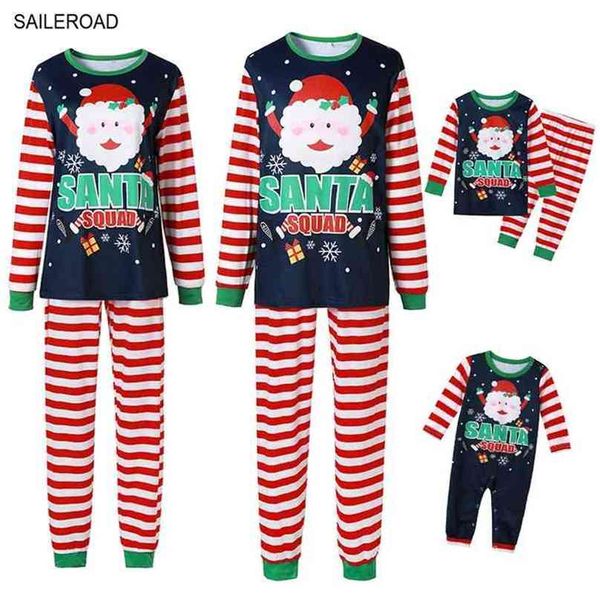 

saileroad family matching clothes mother daughter son kids baby santa claus parent-child christmas pajamas long sleeve 210922, Blue