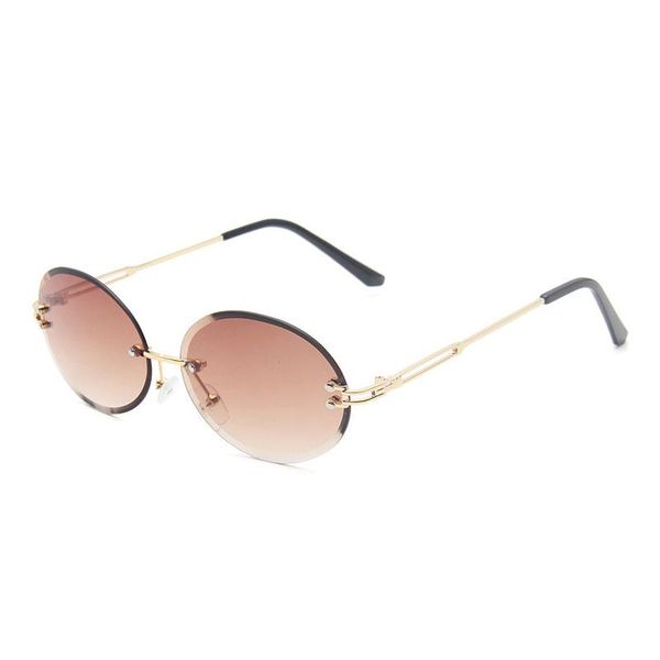 

sunglasses fashion women rimless designer ladies oval sun glasses uv400 shades female eyewear, White;black