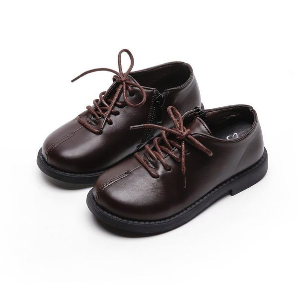 

flat shoes kids girls boys fashion leather children' comfortable spring autumn casual lace up, Black;grey