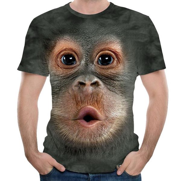 

men's t-shirts summer t-shirt funny animal weird orangutan 3d printing short-sleeved shirt high-quality plus size clothing, White;black