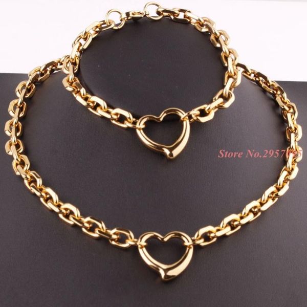 

earrings & necklace fashion stainless steel jewelry gold silver color necklaces and bracelets sets for women wholesale free