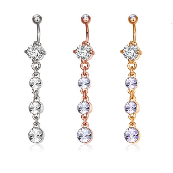 

simple round long navel ring puncture jewelry nail