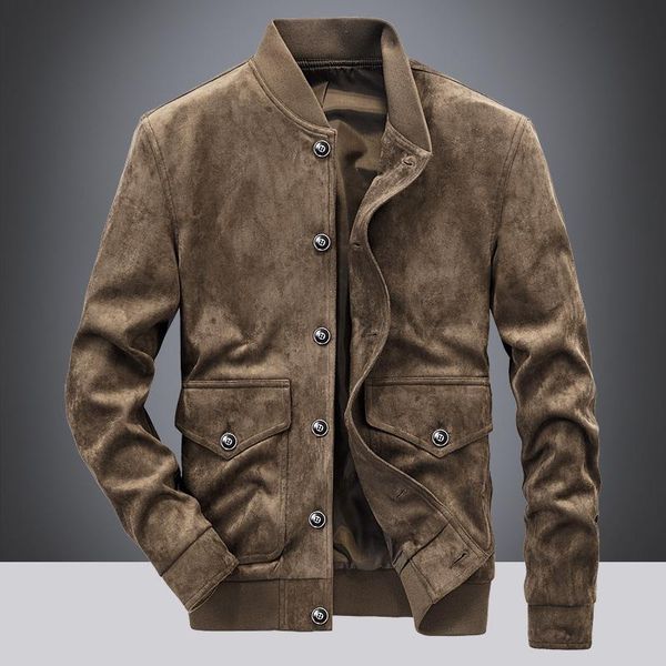 

men's jackets autumn men vintage leather suede jacket coat mens bomber male flight coats motorcycle outfit, Black;brown