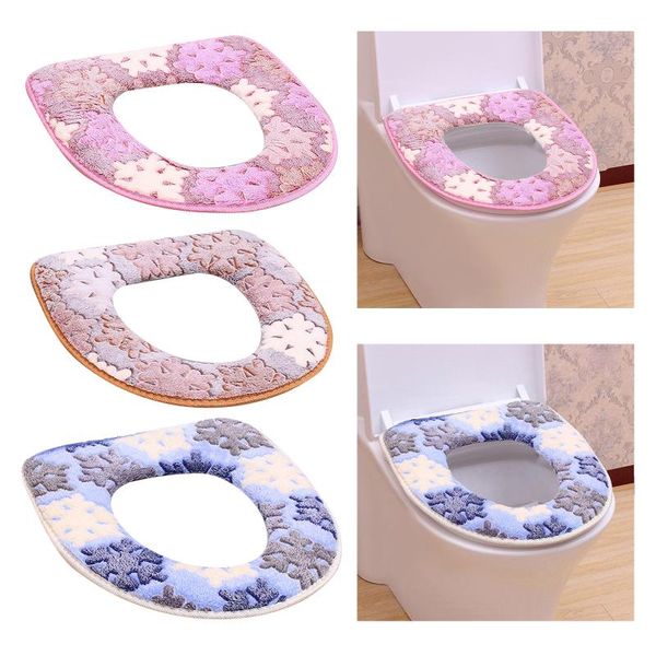 

toilet seat covers universal soft thickened bathroom cover cushion warm washable closestool pad snowflake