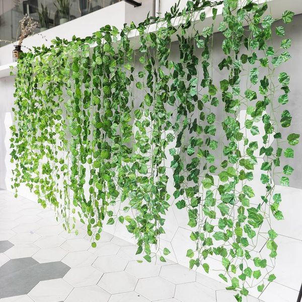 

decorative flowers & wreaths 1pcs 230cm green silk artificial hanging leaf garland plants vine leaves diy for home wedding party bathroom ga