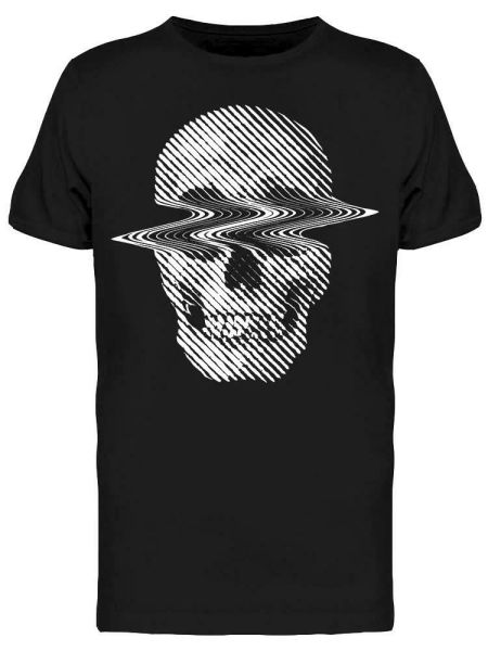 

glitched white skull tee men's -image by shutterstock, White;black
