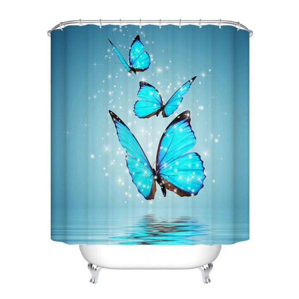 

shower curtains 180*180cm blue butterfly curtain for bathroom decor waterproof moisture resistant quick dry home