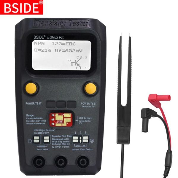 

multimeters bside esr02 pro multi-purpose transistor tester diode triode capacitance resistor meter lcd esr mos/pnp/npn smd