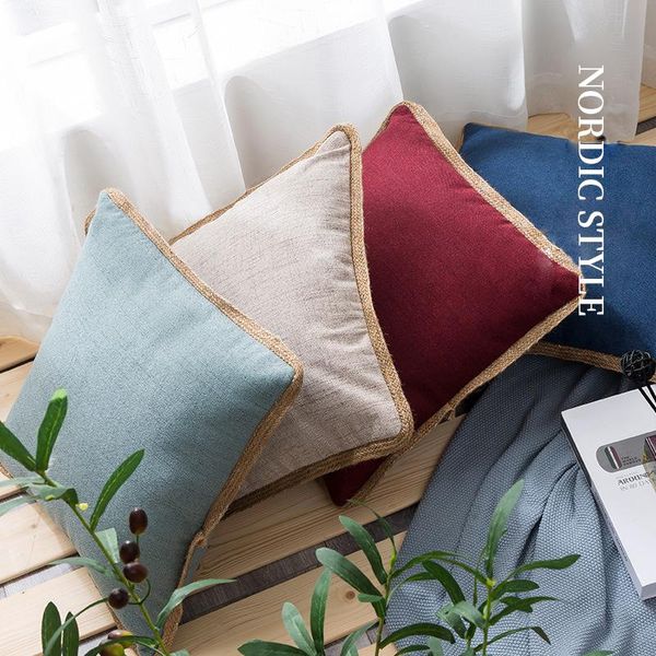 

cushion/decorative pillow nordic linen fabric cushion covers 45*45 solid color case decorative sofa cushions for living room car throw cover