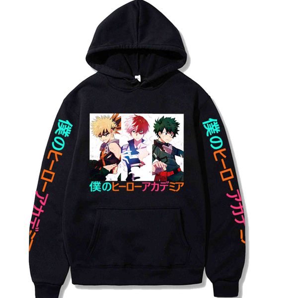 

men's hoodies & sweatshirts fashion my hero academy anime hoodie no sweaters bakugki todoroki deku hoodies 29mj, Black