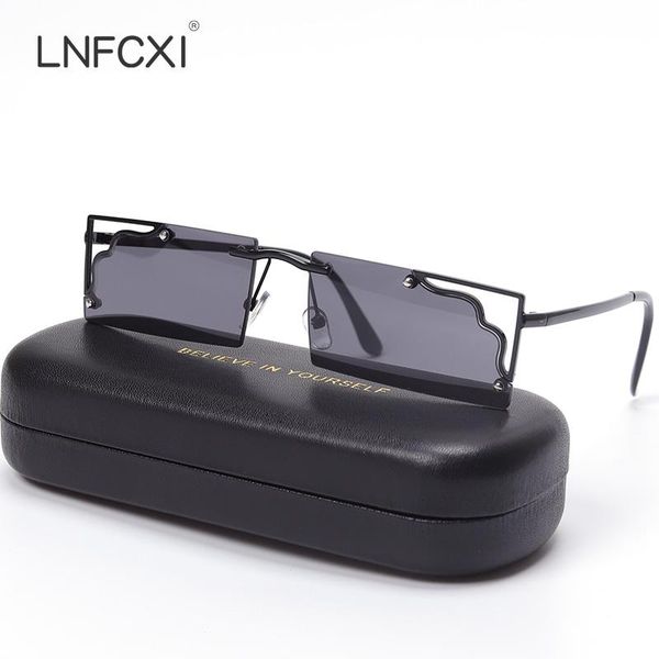 

sunglasses lnfcxi vintage square half frame women for men trendy luxury sun glasses retro shades glass gafas de sol, White;black