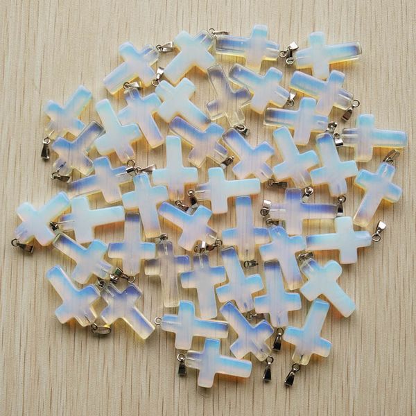 

opal stone cross charms pendants for necklace jewelry making, Bronze;silver