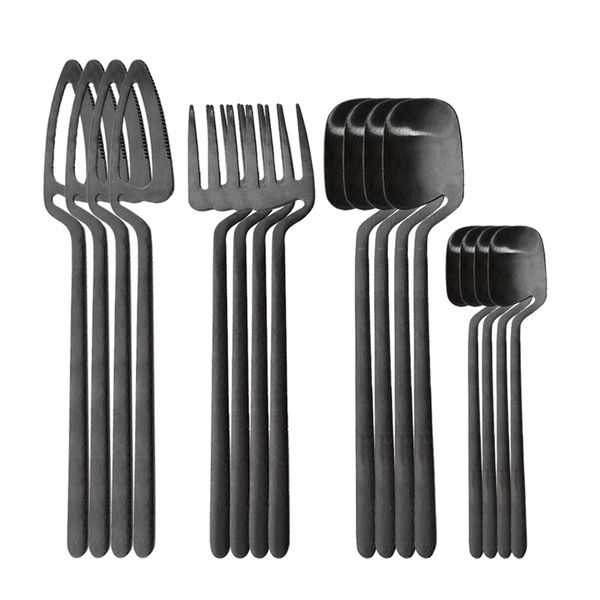 

16pcs/set black matte cutlery set 304 stainless steel dinnerware set knife fork spoon dinner set kitchen flatware tableware
