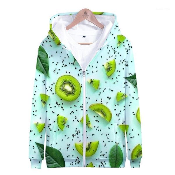 

men's hoodies & sweatshirts trendy peculiar fruit zipper leisure 3d print cardigan classic long sleeve boys/girls jacket coats, Black