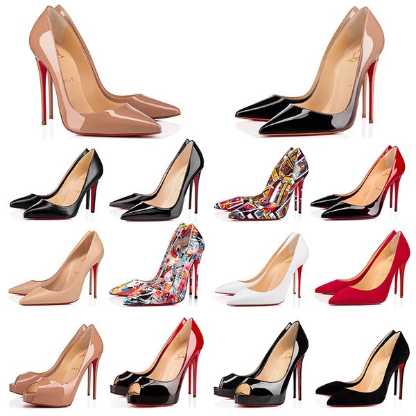 

louboutin christian red bottoms designer shoes cl high heels 8  12cm so kate womens ladies dress part wedding genuine leather point toe he, Black