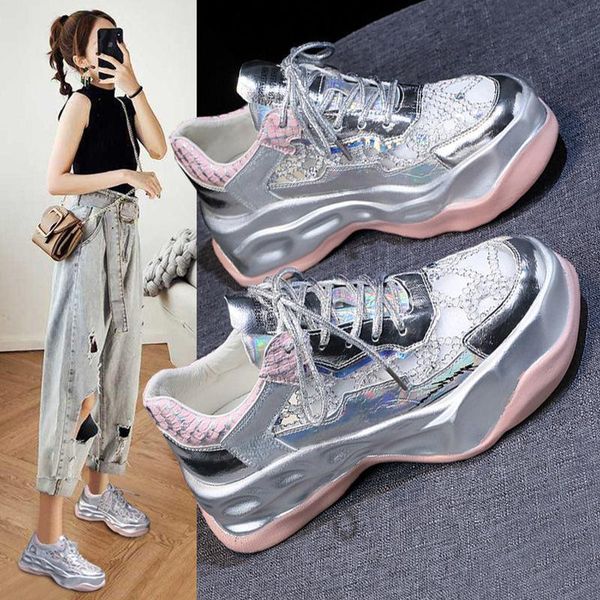 

dress shoes women's casual mesh rhinestone lace-up summer breathable fashion personality simple platform, Black