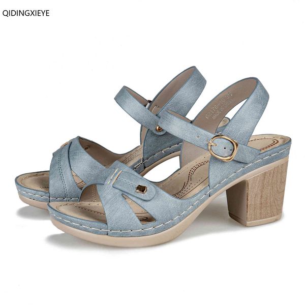 

2021 high heeled thick women's large size sandals summer lightweight sho oem
