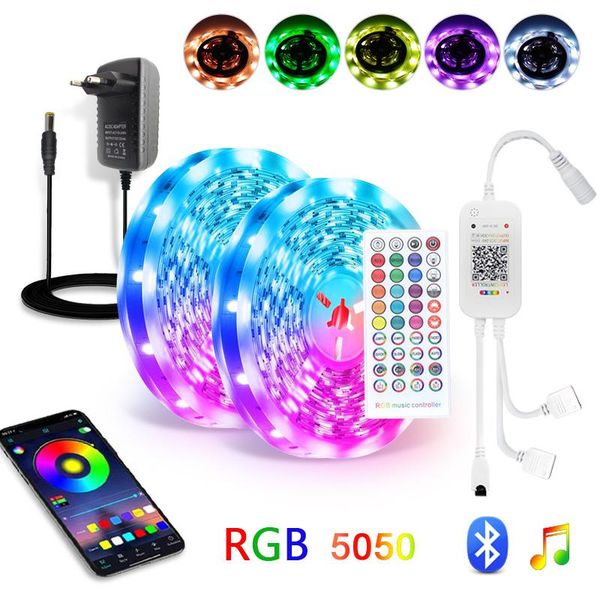 

strips bluetooth music 5m 10m 15m led strip light rgb 2835 flexible ribbon dc 12v luces lamp for room home decoration